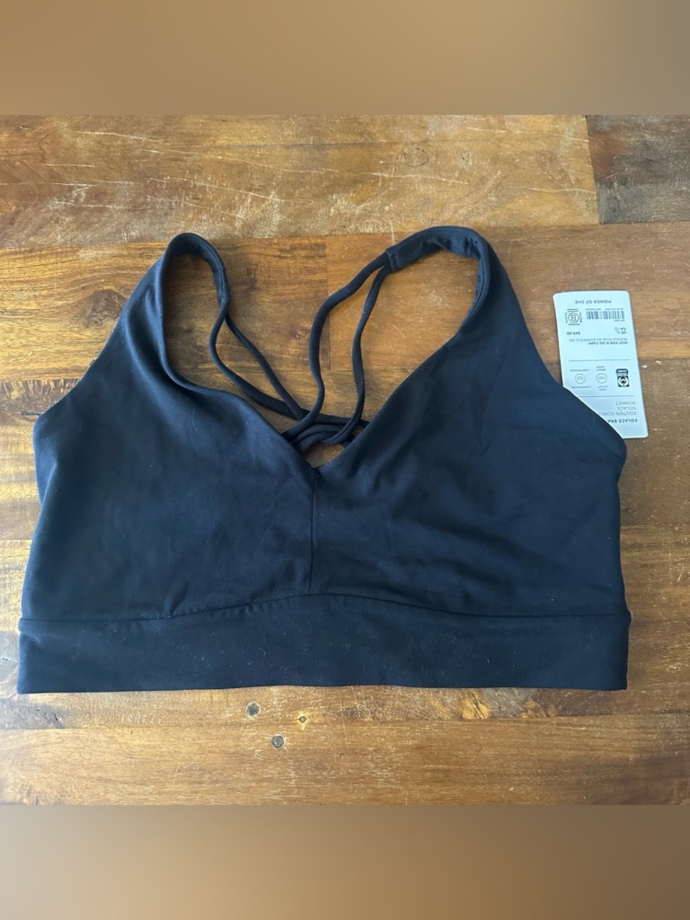 Athleta Solace Black Strappy V-Neck Bra D/DD Cups size XL NWT